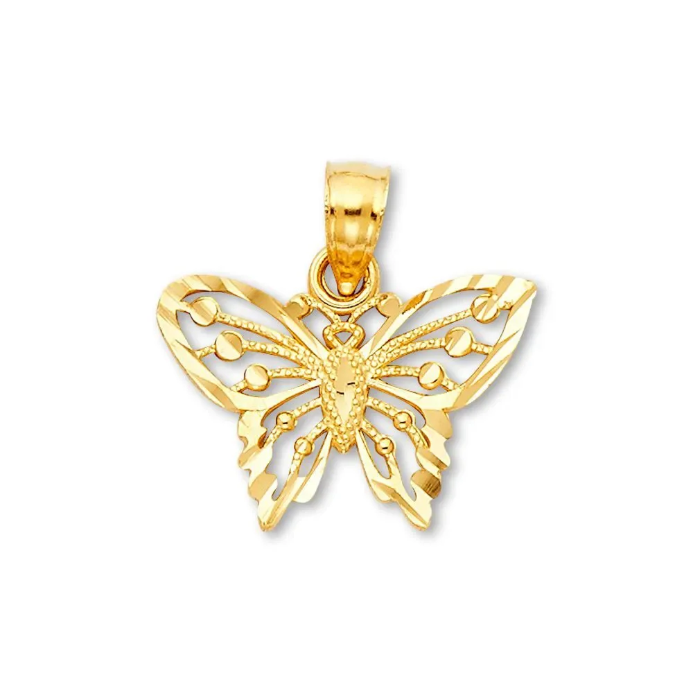 14K Gold Butterfly Pendant | Solid Yellow Gold Nature Charm By Tehrani Jewelry